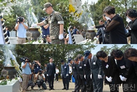 2017년 6월 29일(목) 해군2함대사령부에서 열린 제2연평해전 15주년 기념식에서 이희완 중령(진)이 분향 하고 있다.jpg